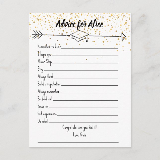 Visdomsord anteckningskort för examen vykort (Framsida)