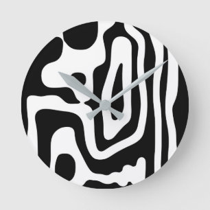 Vise Grip: Abstrakt Black & White Rund Klocka