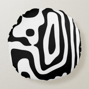 Vise Grip: Abstrakt Black & White Rund Kudde