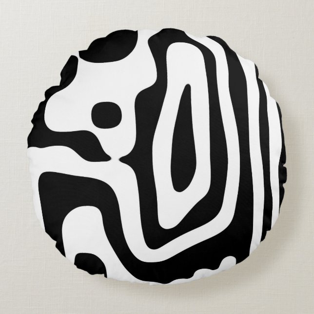 Vise Grip: Abstrakt Black & White Rund Kudde (Framsidan)
