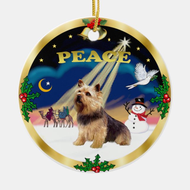 Vise män - Norwich Terrier Julgransprydnad Keramik (Framsidan)
