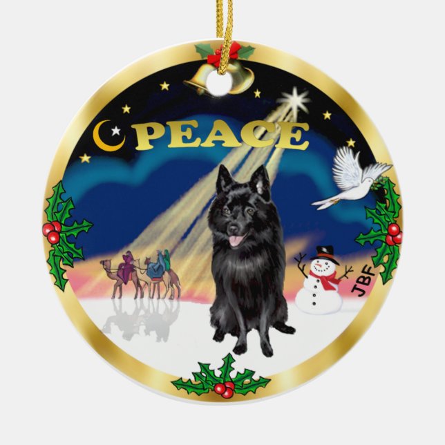 Vise män - Schipperke Julgransprydnad Keramik (Framsidan)