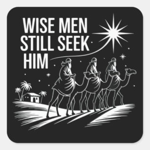 Vise män söker honom fortfarande kristen jul Jesus Fyrkantigt Klistermärke