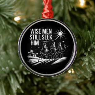Vise män söker honom fortfarande kristen jul Jesus Julgransprydnad Metall