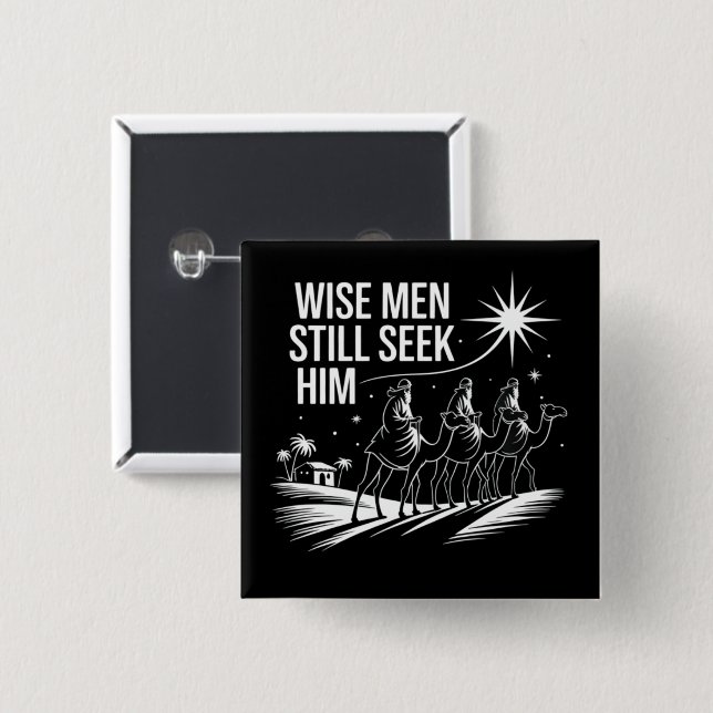 Vise män söker honom fortfarande Kristi jul Jesus Knapp (Framsida & baksida)