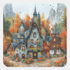 Visemisk bild av höstMansion Fyrkantigt Klistermärke