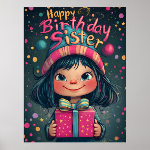 Visemisk illustration av Grattis på födelsedagen-s Poster
