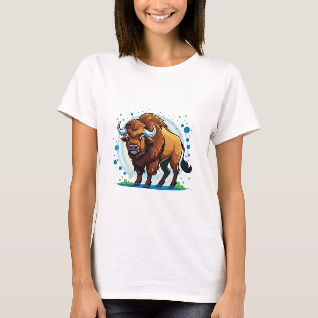 visent med stora horn t shirt (Framsida)