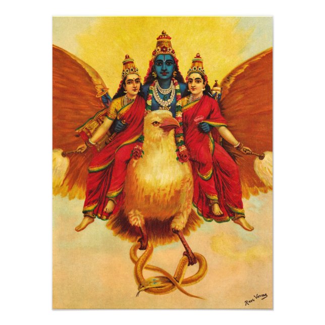 Vishnu, Garuda, Vahana av Raja Ravi Varma Fototryck (Framsidan)