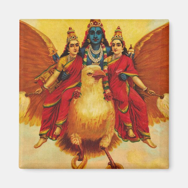 Vishnu, Garuda, Vahana av Raja Ravi Varma Magnet (Framsidan)