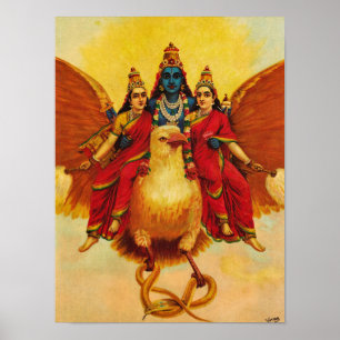 Vishnu, Garuda, Vahana av Raja Ravi Varma Poster