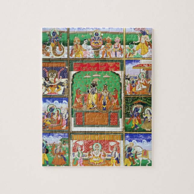 Vishnu i centrera av hans tio avatars, Jaipur, R Pussel (Vertikal)