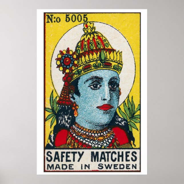 Vishnu indisk gud - tändsticksasktryck - Indien vä Poster (Framsidan)