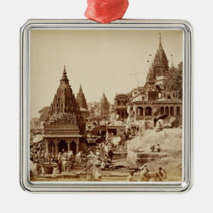 Vishnu Pud och andra tempel, Benares (sepiafoto Julgransprydnad Metall