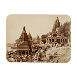 Vishnu Pud och andra tempel, Benares (sepiafoto Magnet