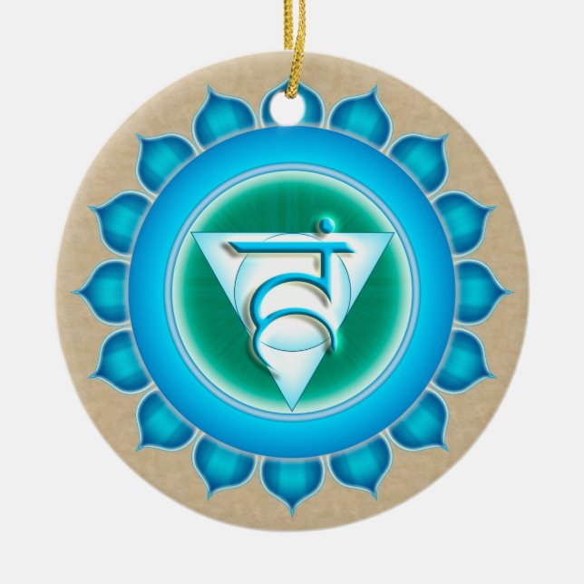 Vishuddha eller Throat the 5th Chakra Julgransprydnad Keramik (Framsidan)