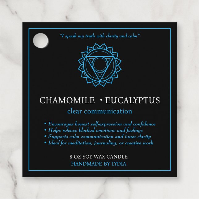 Vishuddha Throat Chakra Candle Label Gåvor Etiketter (Framsida)