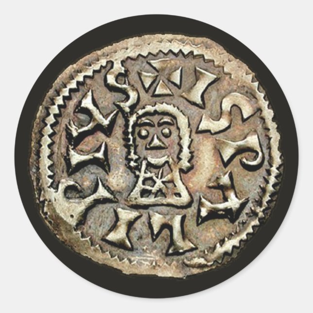 Visigoth Chindaswinth Guld myntomvänd Runt Klistermärke (Framsida)