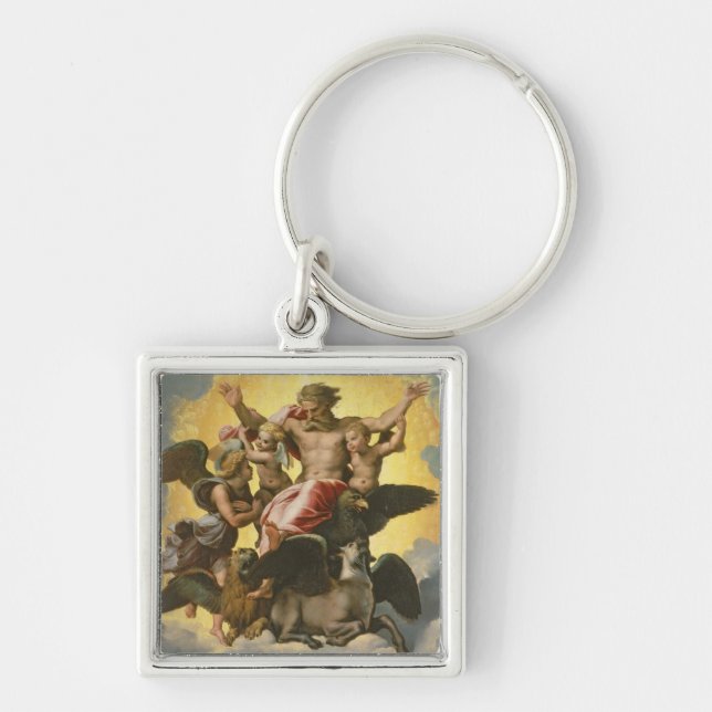 Vision av Ezekiel, c.1518 Fyrkantig Silverfärgad Nyckelring (Framsidan)