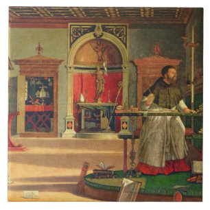 Vision av St. Augustine, 1502-08 (olja på arbetsy Kakelplatta
