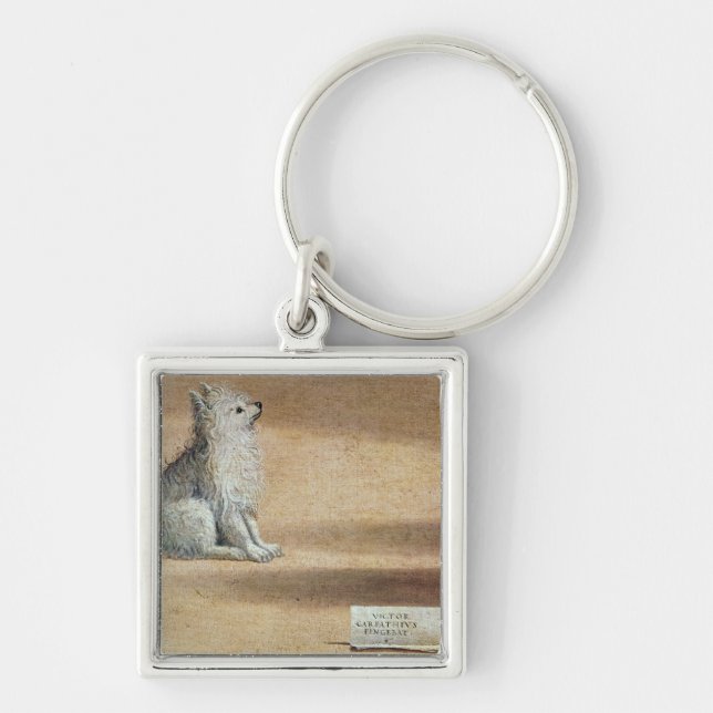 Vision av St Augustine Fyrkantig Silverfärgad Nyckelring (Framsidan)