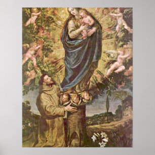 Vision av St Francis av Vincenzo Carducci Poster