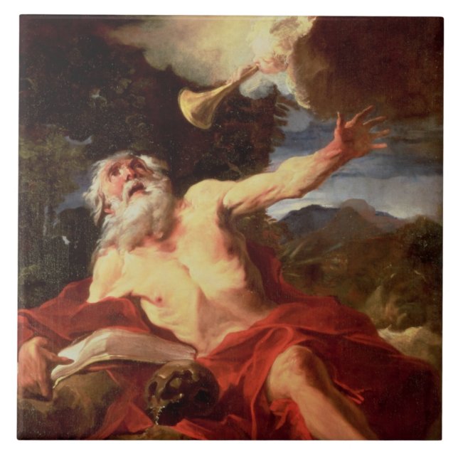 Vision av St Jerome Kakelplatta (Framsidan)