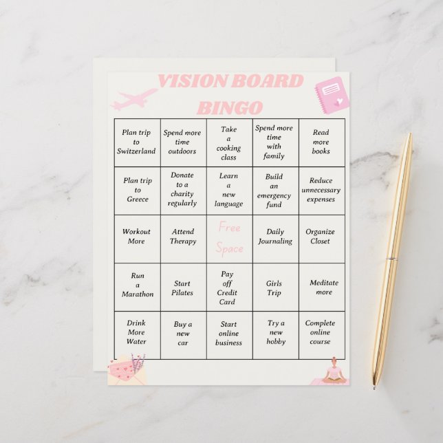 Vision Board Bingo Goals Lakan (Fram/Back In Situ)