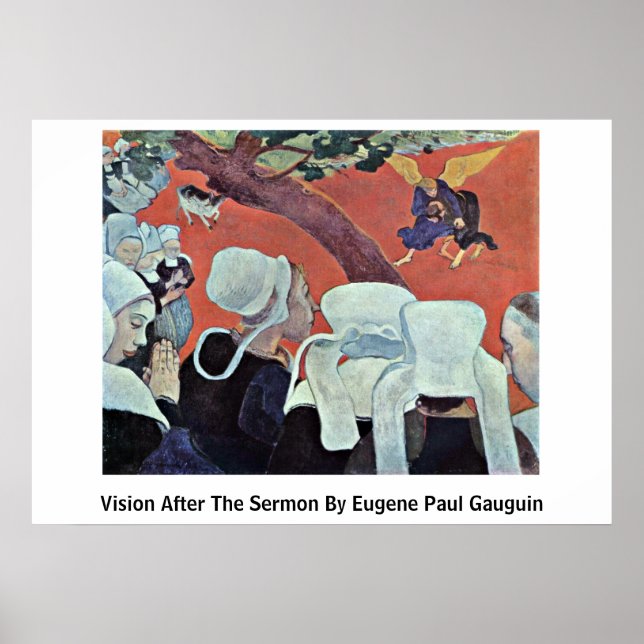 Vision efter Sermon av Eugene Paul Gauguin Poster (Framsidan)