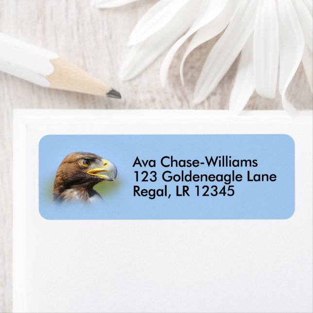 Vision för en vacker ung Golden Eagle Returadress Etikett (Insitu)