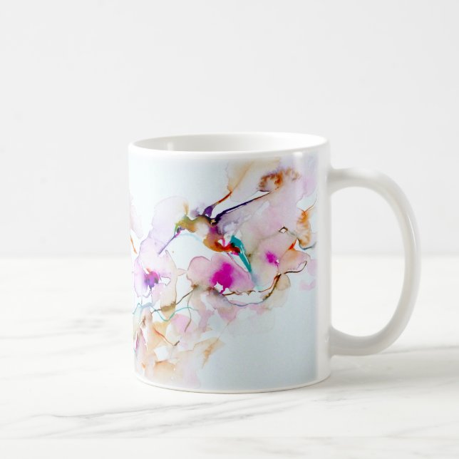 "Vision i rosa" Hummingbirdtryck Kaffemugg (Höger)