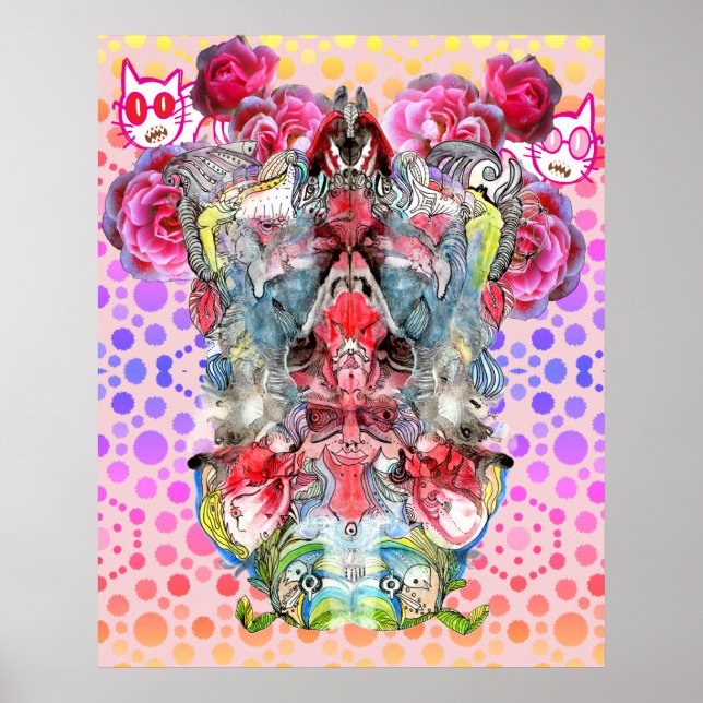 Visionär Surreal Konst | Symmetrisk Fantasy Poster (Framsidan)