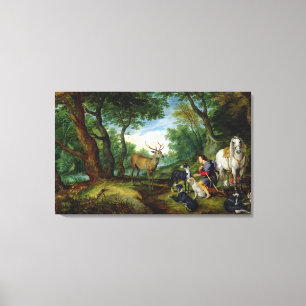 Visionen av St. Hubert, c.1620 (olja på panel) Canvastryck