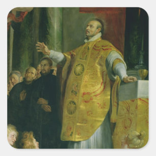 Visionen av St Ignatius av Loyola Fyrkantigt Klistermärke