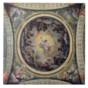 Visionen av St John på Patmos, 1520-23 (frescoen) Kakelplatta