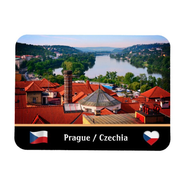 Visioner av floden Prag Tak & Vltava /Vyšehrad Magnet (Horisontell)
