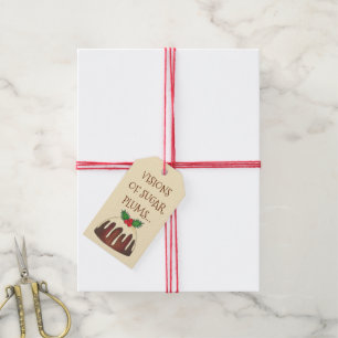 Visioner av sockerplommon Plum Pudding God Jul Foo Presentetikett