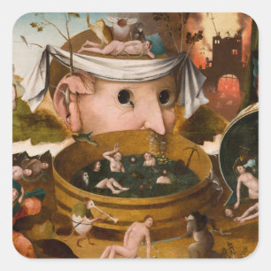 Visionerna av Tondal, 1479 av Hieronymus Bosch Fyrkantigt Klistermärke