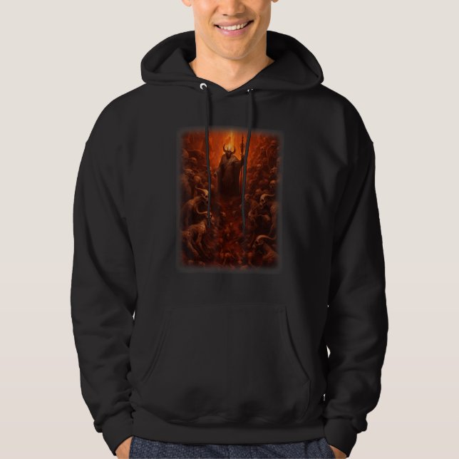 Visions of Hell Satan Devils Demons Monster Skelet Hoodie (Framsida)