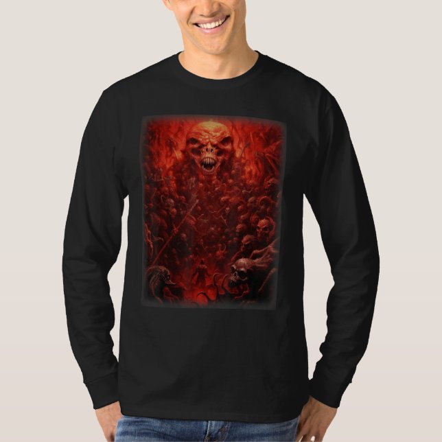 Visions of Hell Satan Devils Demons Monster Skelet T Shirt (Framsida)