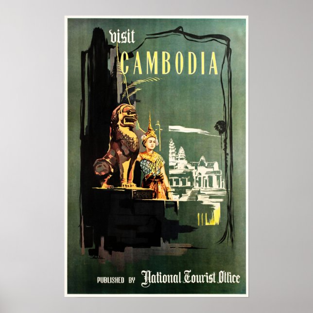 VISIT CAMBODIA Phnom Penh Nationella turismbyrån Poster (Framsidan)