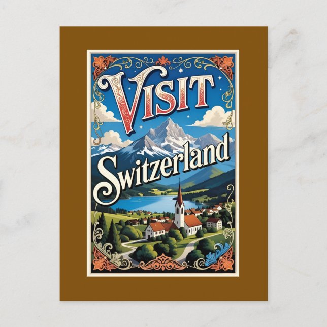 Visit Switzerland travel poster, Helg Vykort (Framsida)