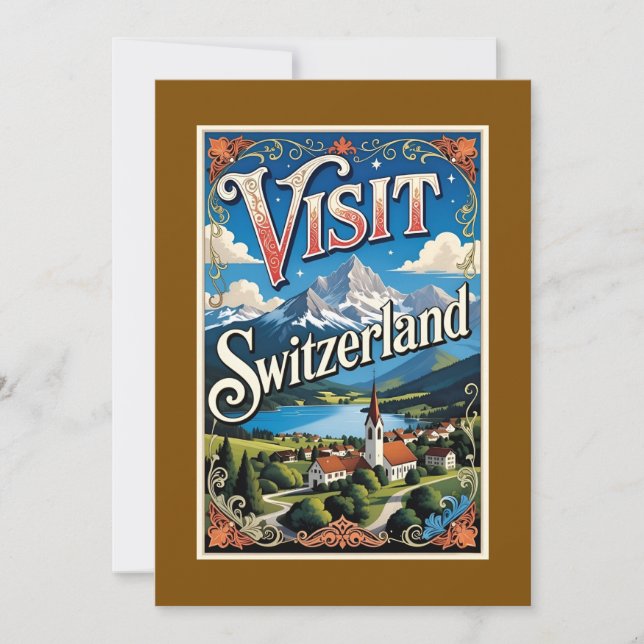 Visit Switzerland travel poster, Julkort (Framsida)