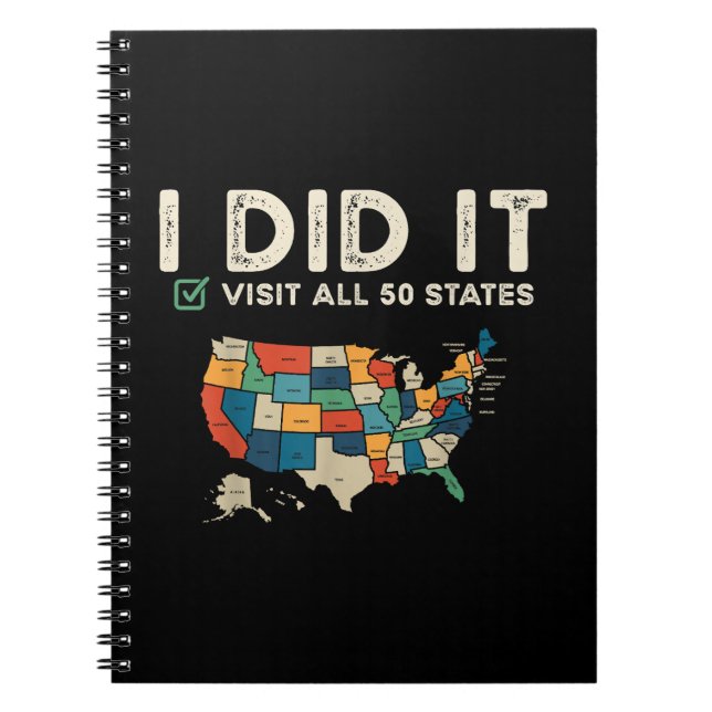 Visited All 50 US States - USA Map Travel - Visit  Anteckningsbok (Framsidan)