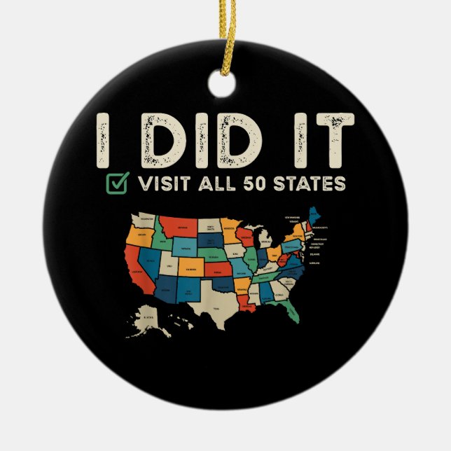 Visited All 50 US States - USA Map Travel - Visit  Julgransprydnad Keramik (Framsidan)