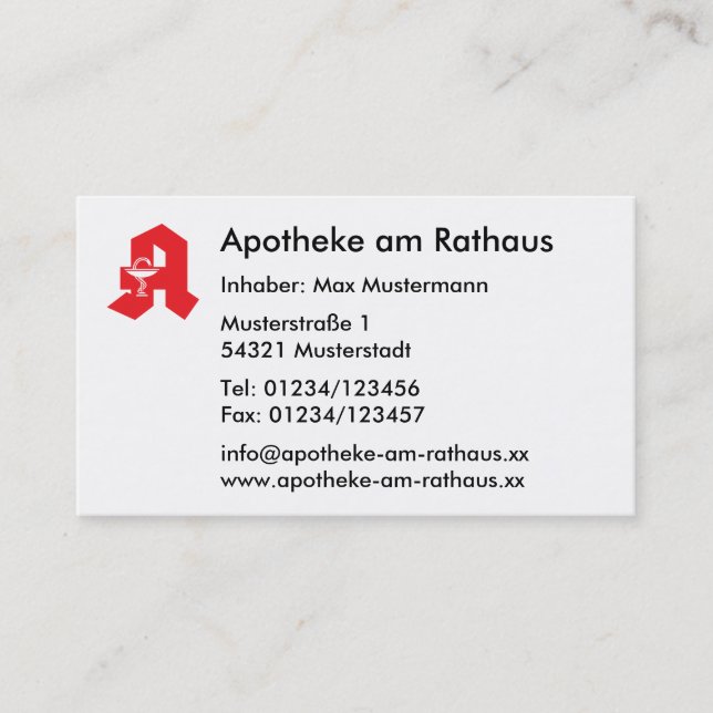 Visitenkarte für Apotheken Visitkort (Framsida)