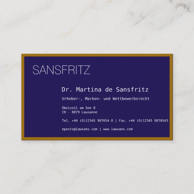 Visitenkarte Guld Blau Visitkort (Framsida)