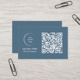 Visitenkarte mit QR-Code & Logo – Blau Visitkort