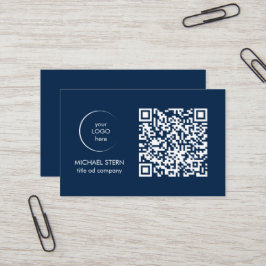 Visitenkarte mit QR-Code & Logo – Dunkelblau Visitkort