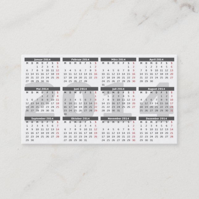 Visitenkarte moderne Alu Optik und Kalender 2014 Visitkort (Framsida)